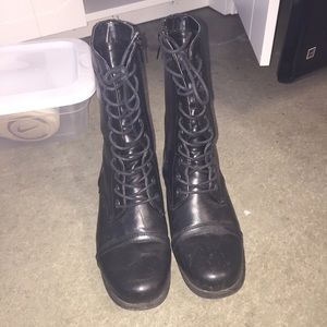 black combat boots